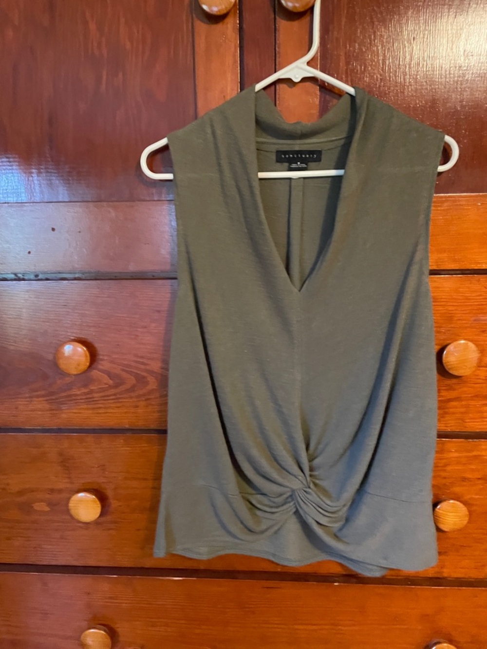 Sleeveless Knot-Front V-Neck Top - Olive from Sundance